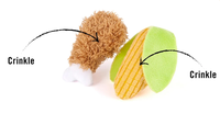 Ensemble de jouets pour chat sur le thème alimentaire, poulet et maïs en peluche avec herbe à chat, jouet interactif souple à mâcher pour chats d'intérieur et chatons