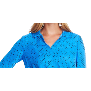 Top a Maniche Lunghe con Cintura Vince Camuto da Donna, Modello Ditsy Fragments, Blu Tinta Unita, Taglie S e XL, in Maglia e Chiffon per Ufficio, Autunno Primavera - Product Image 2