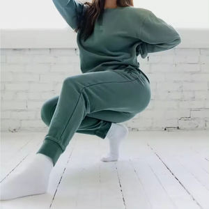 กางเกงวอร์มขายดี คุณภาพสูง สีเขียว สำหรับผู้หญิง ไซส์ XL รับสกรีนโลโก้ ปักลาย กระเป๋าข้างแบบยางยืด สีพื้นเรียบ - Product Image 2