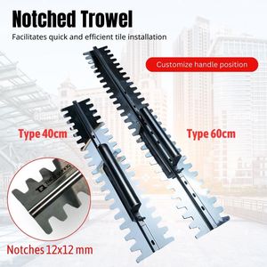 Accessoires de carrelage Outil de carrelage à truelle crantée avec poignée réglable Taille 40cm 60cm 12mm ou 15mm en dents de scie pour la construction - Product Image 2