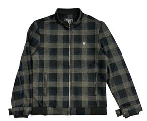 <b>Men's</b> High Quality Slimfit Long Sleeved <b>Fleece</b> Jacket Winter Stand Collar Custom Checkered Zipper Vintage Street Fashion - Product Image 4