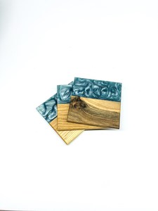 Posavasos de Doble Material rústico moderno resina y madera resistente al calor antideslizante Estilo clásico-grandes posavasos de piedra - Product Image 2