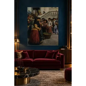 Impression sur toile de Fida Fausto Zonaro : Vendeurs de fleurs devant l'escalier - Product Image 5