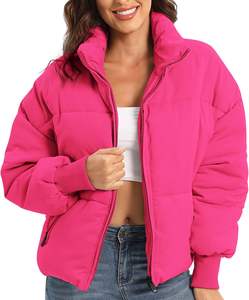 Nouveau design veste d'hiver bouffante pour femmes fermeture éclair personnalisée vêtements pour femmes vestes respirantes pour femmes bouffantes séchage rapide couleur rose - Product Image 1