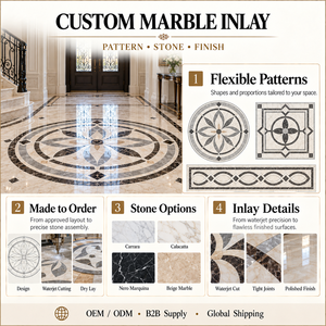 Médaillon en marbre moderne personnalisable de qualité supérieure, design <span class=keywords><strong>parquet</strong></span> poli pour intérieur de luxe, mosaïque pour pièce - Product Image 4