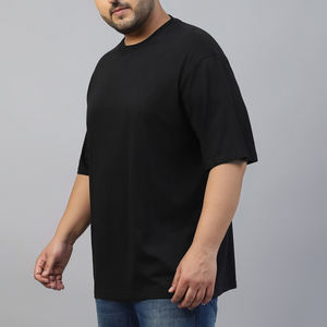 Negro con manga corta Cómodo Diseño más nuevo Ropa de calle para adultos 100% Algodón O Cuello Color sólido Camisetas de gran tamaño para hombres - Product Image 5