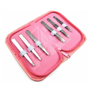 Venta caliente de lujo Rosa conjunto 6 torcedores inclinados de acero inoxidable acabado de espejo pinzas para astillas de pelo cejas de alta calidad - Product Image 1