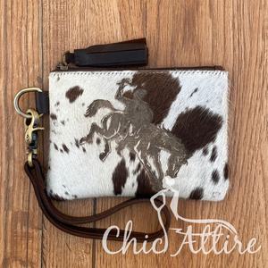 2025 nouvelle grande capacité Western en cuir véritable bracelet en cuir de vachette gravé au Laser gland pochette à fermeture éclair longue fermeture éclair téléphone portable - Product Image 1