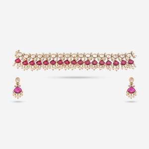 Kundan <b>Necklace</b> 184833 with Zircon for Wedding Occasions - Product Image 1
