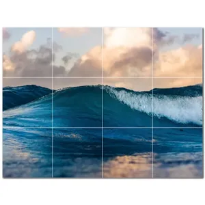 Murale murale en carreaux de céramique Waves PT501179 48 "W X 36" H Ensemble de 12 carreaux 12x12 - Product Image 1