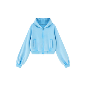 Sweat-shirt court à capuche vintage pour femme avec fermeture éclair, personnalisable, brodé, en soie, pour l'hiver - Product Image 1