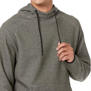Sudadera con Capucha Gris para Hombre, Corte Regular, Informal, Tejida, Manga Larga, Color Sólido, Diseño con Bolsillos, Ropa de Otoño - Product Image 5