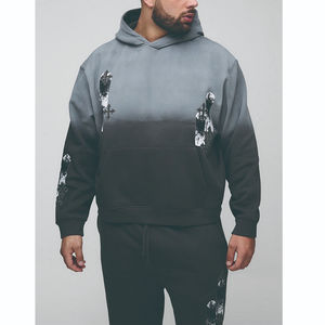 ชุดแทรคสูทผู้ชายทรงหลวมสไตล์ลำลอง ผ้าคุณภาพสูง สำหรับฤดูหนาว แบบมีฮู้ด ซิป กระเป๋าพิมพ์ลาย ขากว้างทรงตรง แต่งแอพพลิเค ลวดลายสเปรย์ ล้างสีแบบครอส วินเทจ - Product Image 3