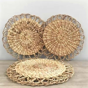 Mantel Individual de jacinto de agua ecológico redondo de comedor DIY bohemio creativo, almohadilla de mesa de cocina hecha de hierba y Material de PC - Product Image 2