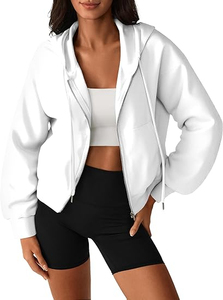 Sweat-shirt à capuche en molleton de coton chic urbain, tendance, fermeture éclair, veste, streetwear confortable, sweat-shirt à capuche pour femme avec la meilleure qualité à bas prix - Product Image 5