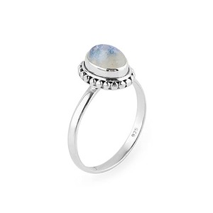 แหวนมูนสโตนสีรุ้งแฮนด์เมด 925 เงินสเตอร์ลิงสีฟ้าธรรมชาติไฟมูนสโตนสีรุ้ง 925 ประทับตราแหวนแฮนด์เมดเครื่องประดับ - Product Image 1