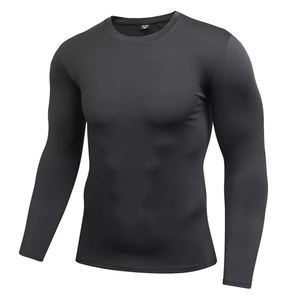 Camisas de compresión deportivas transpirables de alta calidad para adultos, protectores de erupción de manga larga de Color negro para hombres - Product Image 1
