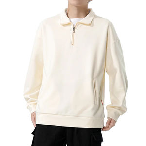 2024 hiver hommes polaire pour Polo à capuche léger demi fermeture éclair sweat respirant chaud col montant conception uni teint - Product Image 6