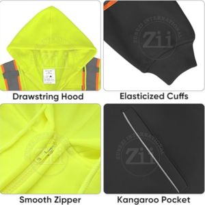 Fermeture éclair sécurité haute visibilité classe 3 réfléchissant FR sweats personnalisé haute visibilité enfants sweat à capuche sécurité réfléchissant - Product Image 3
