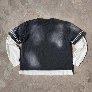 YSJY Custom Rhinestone T Shirt 300gsm Cotton Washed <b>Tshirt</b> Streetwear Vintage Acid Wash Double Layer <b>Long</b> <b>Sleeve</b> T-Shirt <b>Men</b> - Product Image 6