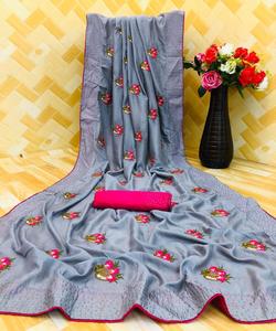 Lancement de nouvelles tenues de fête Sari de travail avec broderie lourde pièce de chemisier mat pour femmes indiennes Sari bas prix vente en gros Surat ethnique - Product Image 6