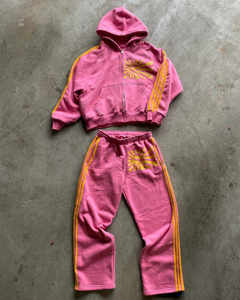 ชุดวอร์มสำหรับผู้ชายชุดเสื้อฮู้ดและกางเกงวอร์มลายทางชุดวอร์มสำหรับฤดูหนาว400GSM สีตกแดดปรับแต่งได้ - Product Image 1