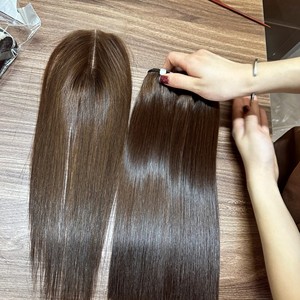 Mèches de cheveux humains bon marché Fournisseurs de cheveux raides à double trame Ensemble de cheveux vierges vietnamiens à fermeture frontale en dentelle - Product Image 3