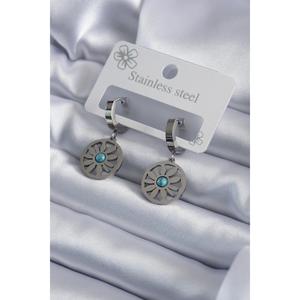 Orecchini da donna in acciaio Color argento modello margherita in pietra blu