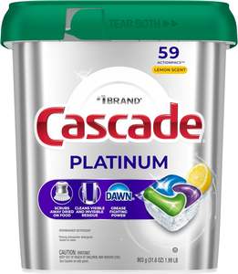 Cascade Platinum Dishwasher Pods, Dishwasher Detergent, Dish Detergent <b>Soap</b>, <b>Lemon</b>, 59 Count - Product Image 5