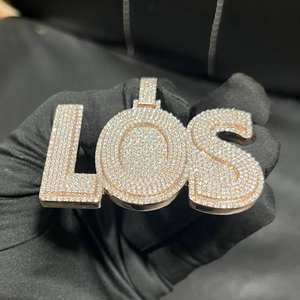 Luxury Iced Out 25 Carat Moissanite Sterling <b>Silver</b> Charm <b>Pendant</b> Custom <b>Initial</b> Hip Hop Jewelry in Rose Gold/Gold Plated - Product Image 5