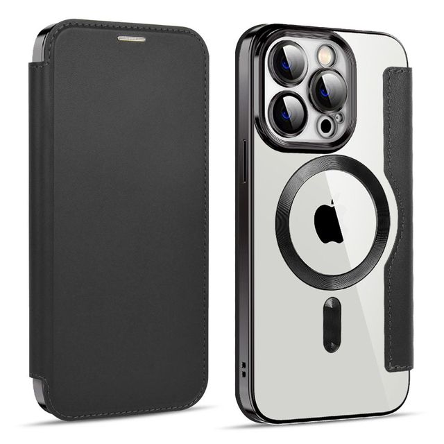 Customized PU+TPU Magnetic Stand Foldable Flip Cover Mobile Phone Bags with Card Slots Lanyard Screen Protector Pixel Pure Color