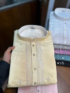 <b>Men</b> Long Sleeved Cotton Kurtas Hand Drawn Paisley Print Formal Casual Wear Indian Style Printed Jaipur <b>Shirt</b> Yoga Wear Top - Product Image 3