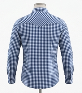 Chemise de cowboy à manches longues brodée, boutonnée, style vintage décontracté, coupe ajustée, passepoil contrastant, personnalisable OEM, unisexe, style western - Product Image 2