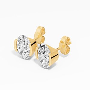 Royal Handcrafted 1.81 CTW ต่างหูเพชรเม็ดเดี่ยวทรงวงรีตัดเพชรโมอิสซาไนท์เป็น925ชุบทองสำหรับผู้หญิง - Product Image 2