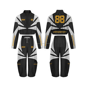 Conjunto de chándal unisex personalizado OEM de talla grande, chaqueta cortavientos de nailon, pantalones de chándal de dos piezas para correr, cortavientos para mujer a la venta - Product Image 1