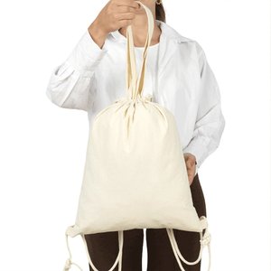 Custom Printed 1416 (3540 Cm) Cotton <b>Drawstring</b> <b>Backpack</b> 4 oz Eco-Friendly Bag Large Casual Foldable Portable GPS Compatible - Product Image 5