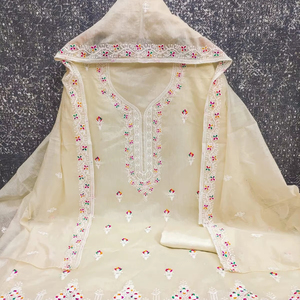 Fox Jorjet Broderie avec fond en soie intérieure et santon et costume de robe Dupatta pour femme - Product Image 1