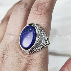 ผู้ค้าส่งบุรุษแหวนธรรมชาติLapis LazuliอัญมณีแหวนBirthstoneทุกขนาดออตโตมันเครื่องประดับคริสต์มาส925แหวนเงิน - Product Image 3