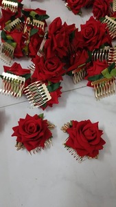 Indian Festival Bridal Hair Accessory Cute Haldi Mehndi Wedding Favors Plastic Metal Flower Hair Clip or Pin Handmade Jewelry - Product Image 3