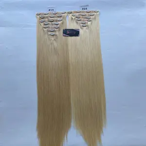 Clip recto Rubio en extensiones de cabello Factory Outlet Double Drawn 100% Remy Virgin Human 613 Color Extensiones de cabello vietnamita