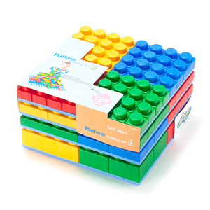 128Pcs Mix 3cm &amp; 5cm Large Food Grade PP Plastic Soft <strong>Blocks</strong> Educational Construction Toy with Baseplates <strong>Set</strong> (<strong>4</strong> <strong>Colors</strong>) - Product Image 2