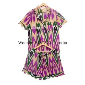 Conjunto de Pijama Floral Elegante 100% Algodón para Mujer, Camiseta de Manga Corta, Ropa de Dormir Suave, Cómoda y de Secado Rápido para Verano y Primavera - Product Image 5