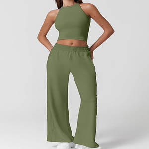 ชุดวอร์มถักแบบลำลองสำหรับผู้หญิงกางเกงวอร์มใส่วิ่งสำหรับฤดูหนาวและเสื้อครอปท็อปเทคนิคซักลายพื้น - Product Image 4