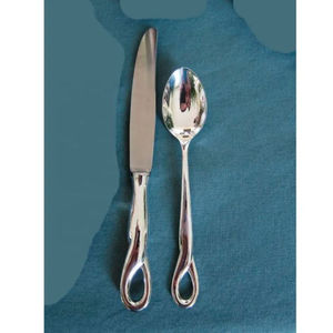 Elegante juego de cubiertos de acero inoxidable moderno de 5 piezas, vajilla desechable, asas de diseño de cadena para boda, comedor, cuchara, cuchillo, tenedor - Product Image 6