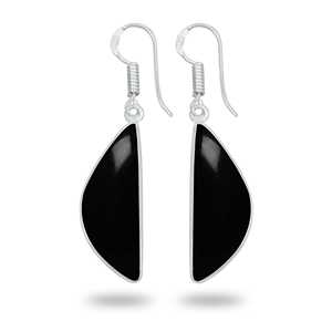 Boucles d'oreilles à crochet pour femmes, pierre précieuse en onyx noir naturel, pierre de naissance de décembre, bijoux faits à la main, plaqué argent, laiton - Product Image 4