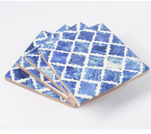 Ensemble de sous-verres en bois incrusté d'os personnalisé Logo personnalisable de haute qualité pour le thé, le café et la table en Inde - Product Image 1