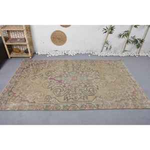 Alfombra de lana Beige de área grande Vintage 4,4X7,4 pies patrón abstracto geométrico yute para adolescentes alfombra rectangular para habitación de pasillo rectangular - Product Image 3