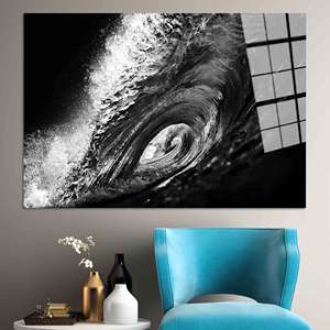 Art élégant noir et blanc à motifs ondulés : Toile imprimée moderne pour la décoration de bureau, ART SUR VERRE TÉRMÉTRAL - Product Image 1