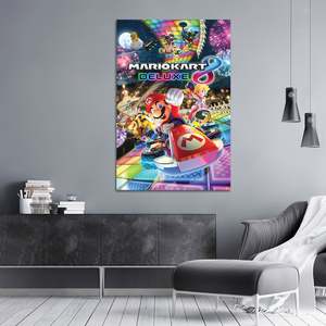 Super Mario Kart 8 (Deluxe) Affiche sur toile de style moderne avec cadre noir Décoration murale - Product Image 2