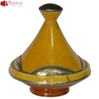 Assiette marocaine émaillée écologique, faite à la main, avec couvercle conique traditionnel en terre cuite, pour la maison, l'hôtel, le café, le restaurant, les mariages
